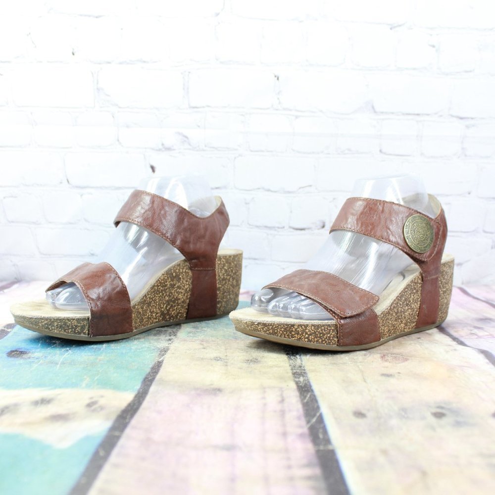 ABEO Una Leather Wedge Sandal Shoes Size 8 N - Picture 2 of 9